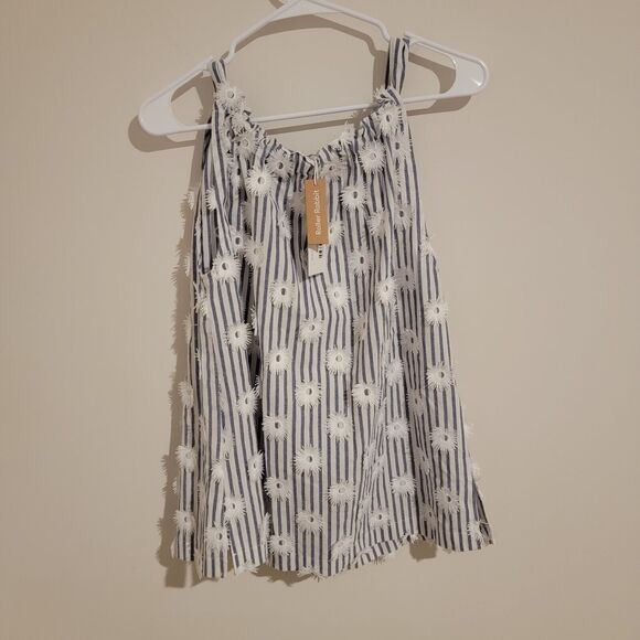 Roller Rabbit Top Size Medium M Daisy Stripe Dhara Tank 3d New Whimsical - Picture 1 of 8